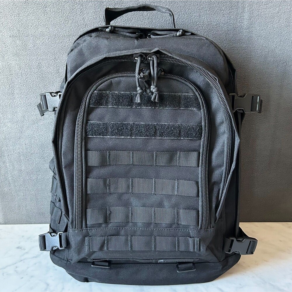 Highland Tactical Black Rumble Backpack Molle Webbing Water Resistant Pack